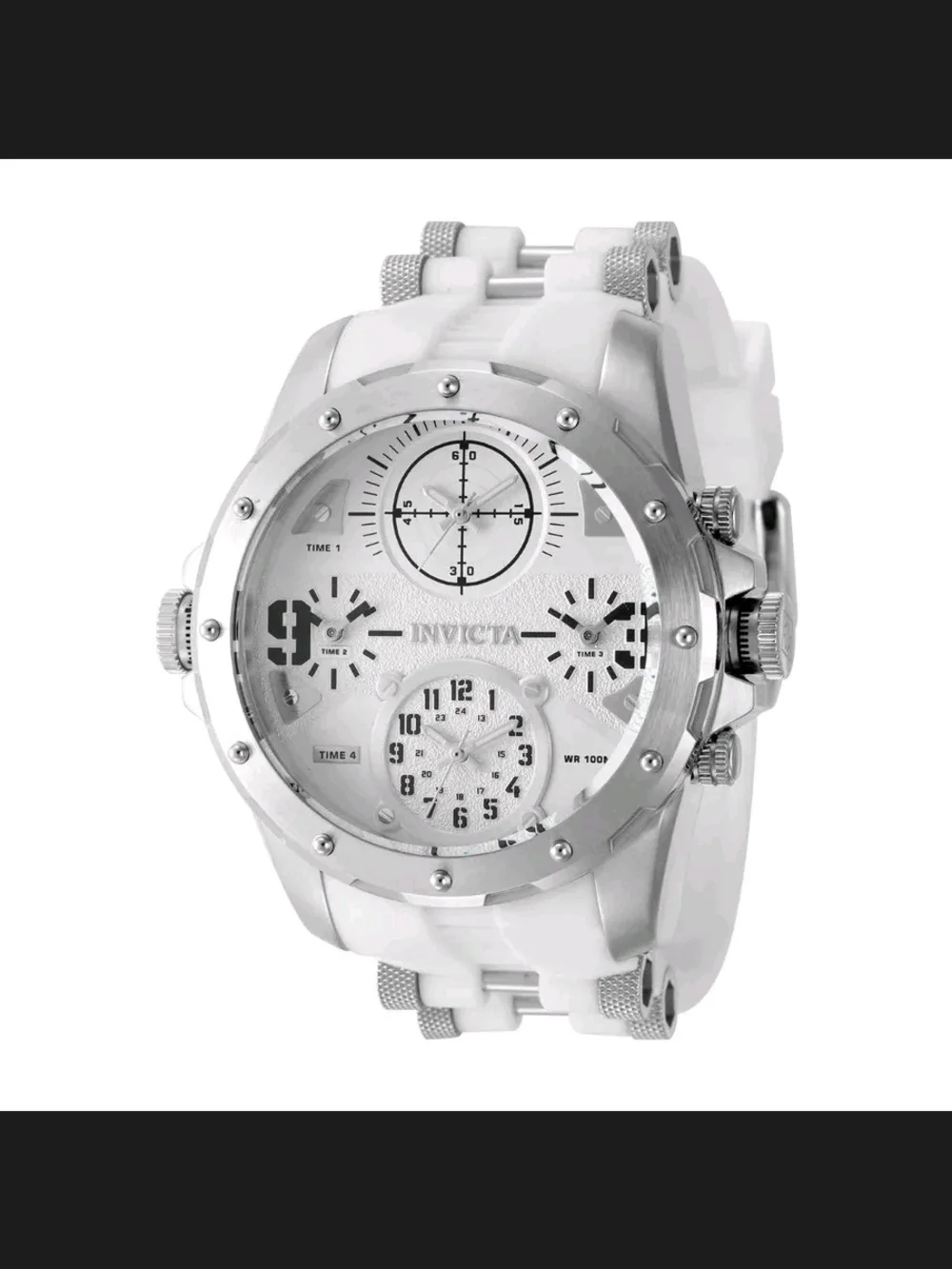Invicta White and Silver Men's Multi-Dial Sport Watch 50mm